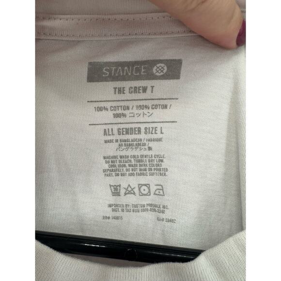 Stance Growth T-Shirt Large White Crew Neck Cotton Rainbow Watercolor Graphic - Picture 3 of 5